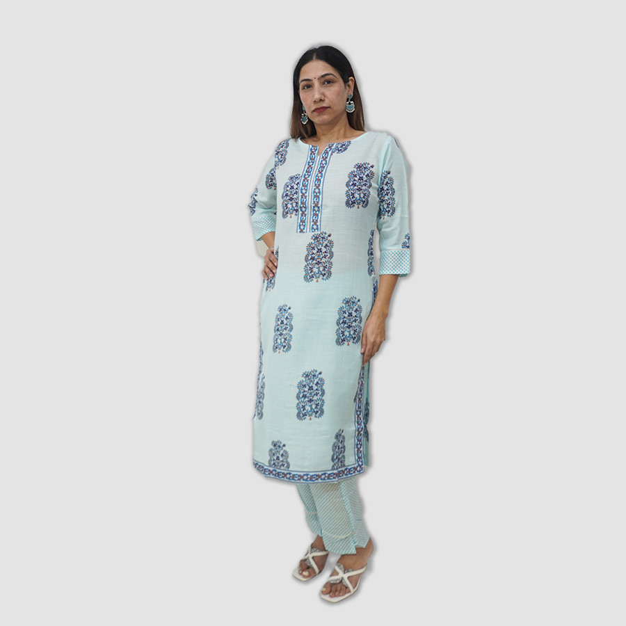 Women's Long Printed Kurti Set