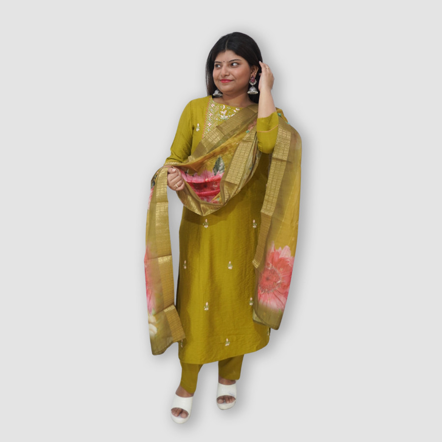 Graceful Cotton Kurti Set With Dupatta