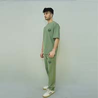 Men's Half Sleeve Olive Green Color Co-Ord Set