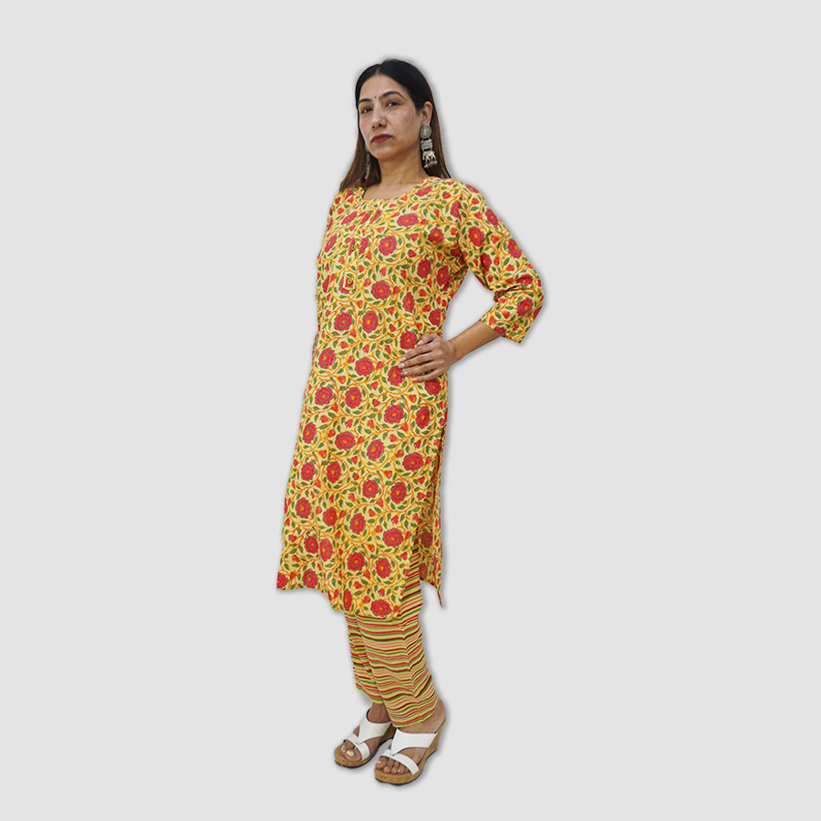 Breathable Cotton Kurti Set For Women's